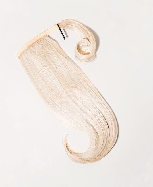 flipped ends ponytail - platinum blonde 17".
