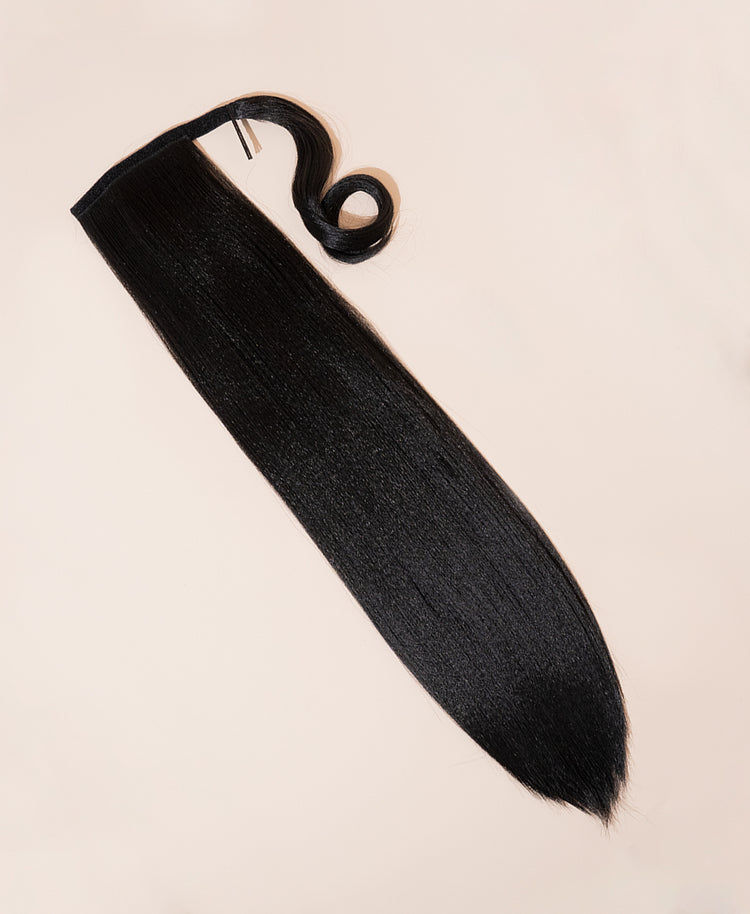 vegan fiber long straight ponytail - natural black 26".