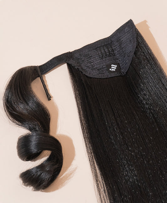 vegan fiber long straight ponytail - natural black 26".