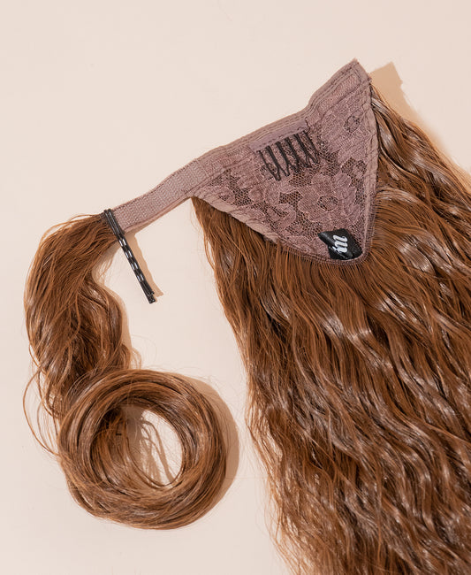 long wavy ponytail - mixed brown 26".