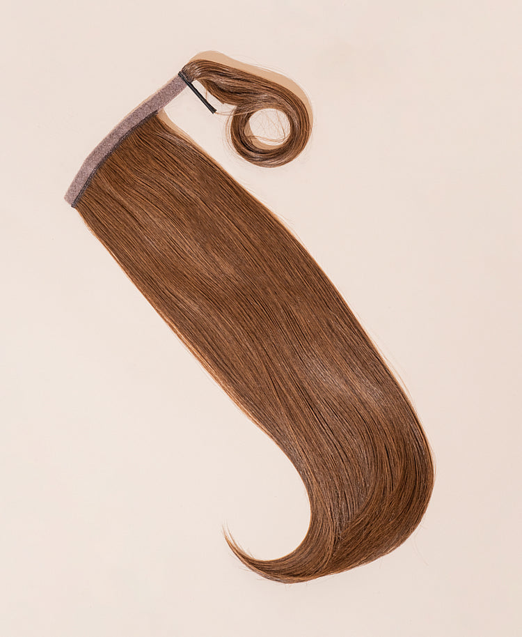 vegan fiber flipped ends ponytail - mixed brown 17".