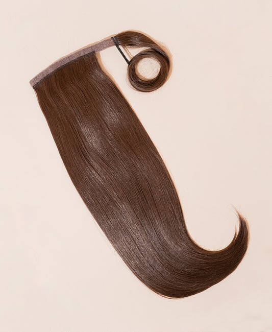 vegan fiber flipped ends ponytail - chocolate brown 17".