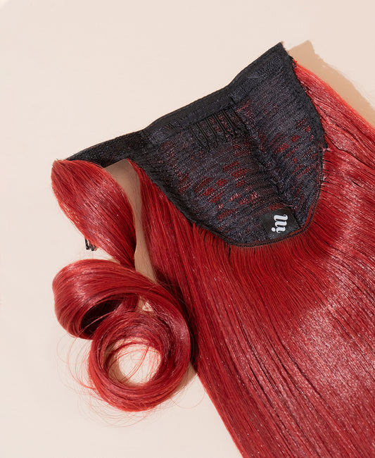vegan fiber flipped ends ponytail - ruby 17".