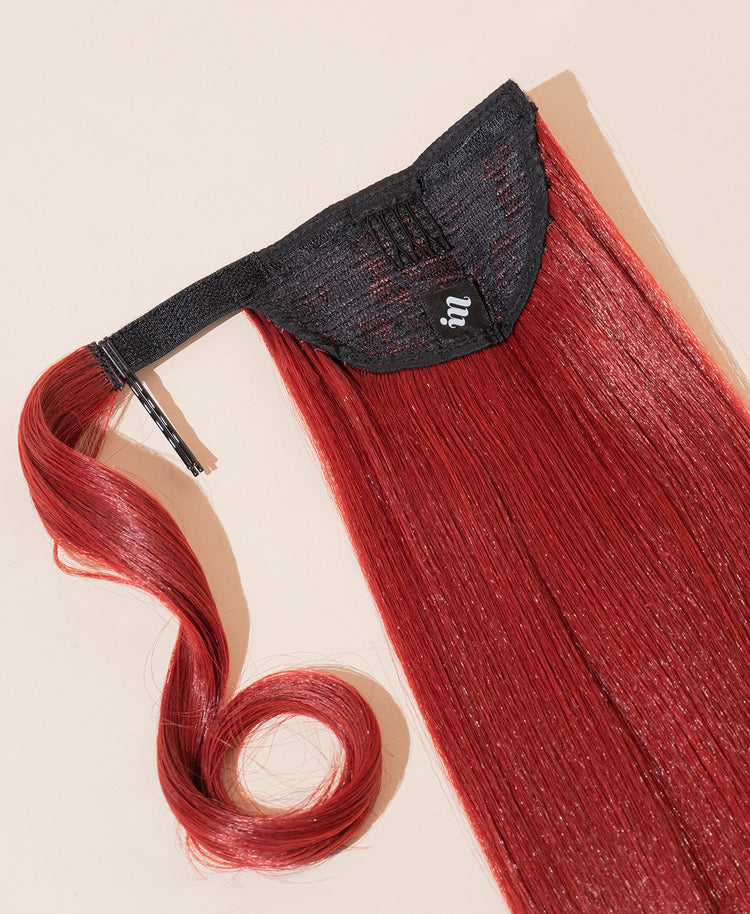 vegan fiber long straight ponytail - ruby 26".
