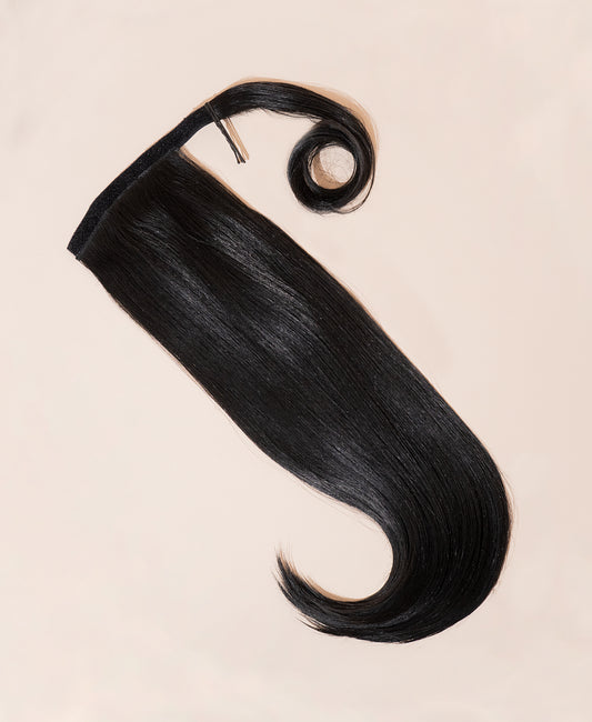 flipped ends ponytail - natural black 17".