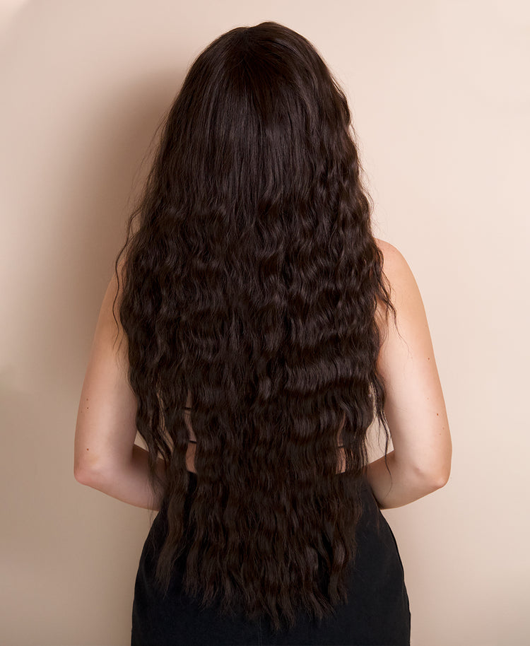 vegan fiber mermaid waves wig 32" medium brown.