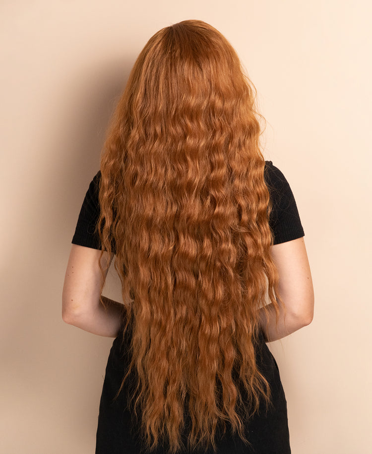 vegan fiber mermaid waves wig 32" ginger.
