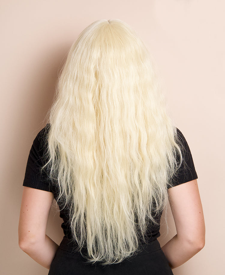 vegan fiber heatless wave wig  24" light blonde.