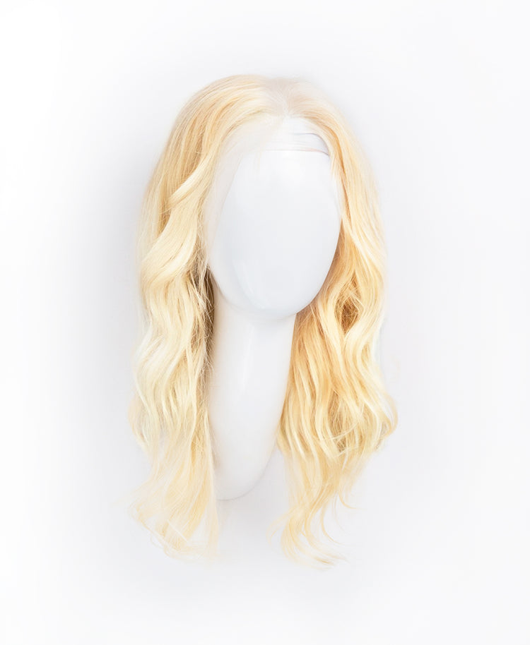 front lace human wig - 14" bombshell blonde.