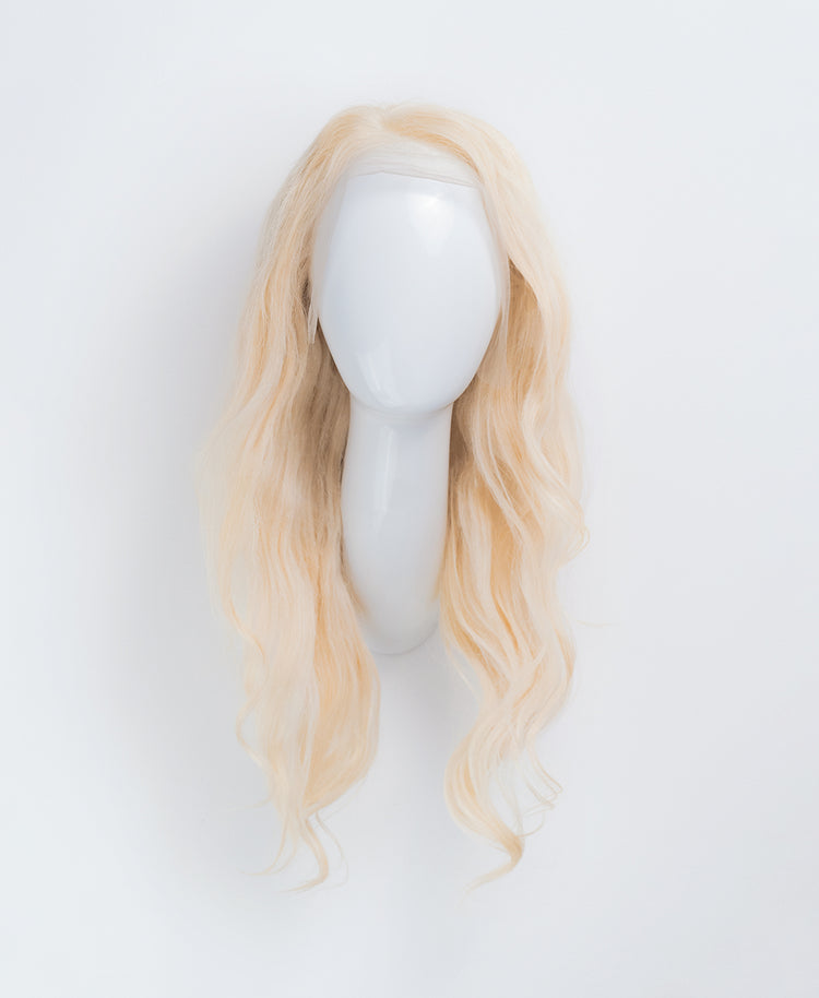 front lace human wig - 20" platinum blonde.