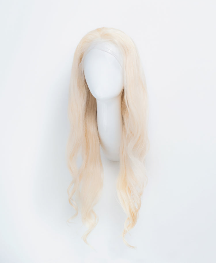 front lace human wig - 24" platinum blonde.