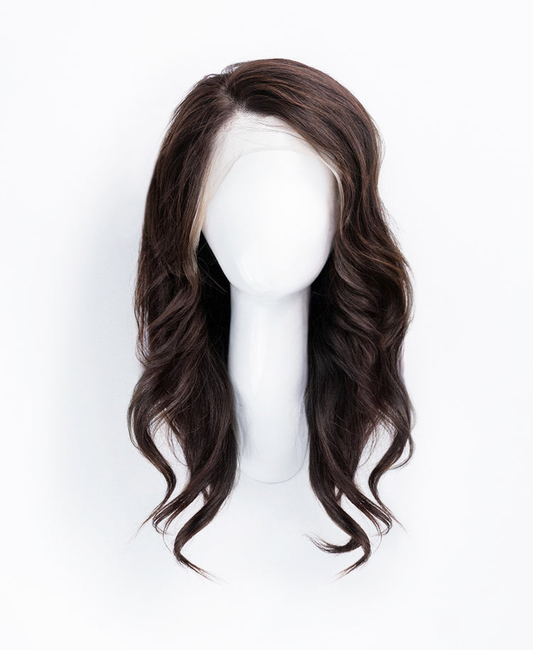 front lace human wig - 14" chocolate brown.