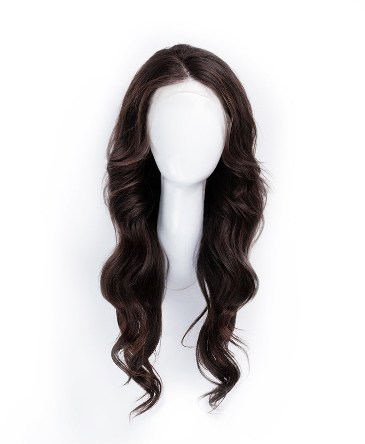 front lace human wig - 20" chocolate brown.