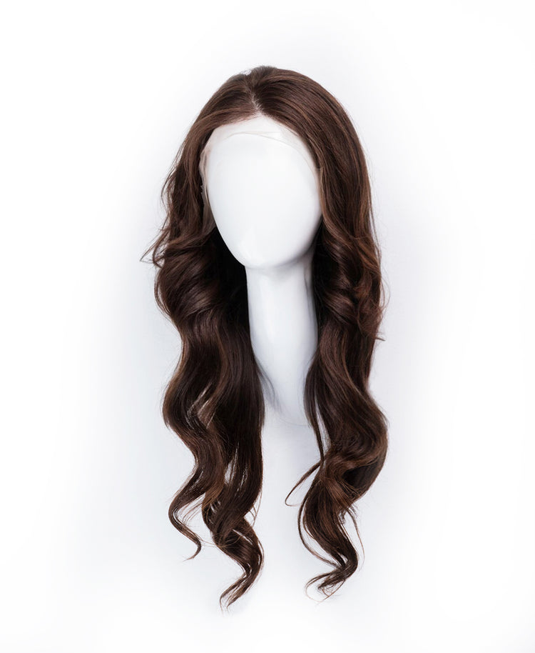 front lace human wig - 20" chocolate brown.