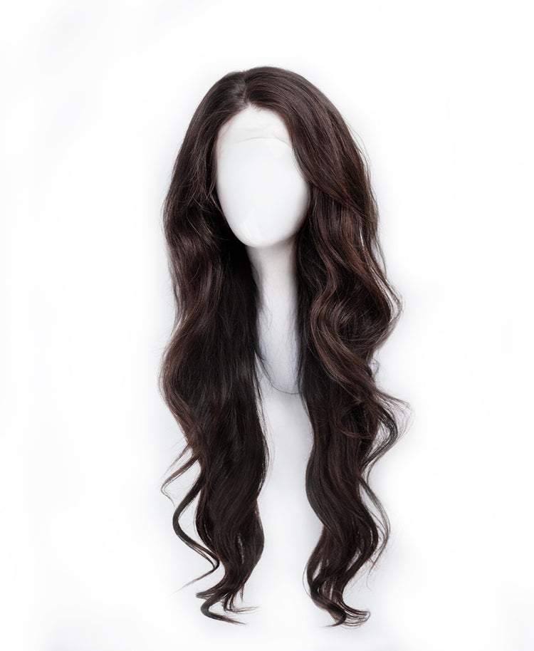 front lace human wig - 24" chocolate brown.