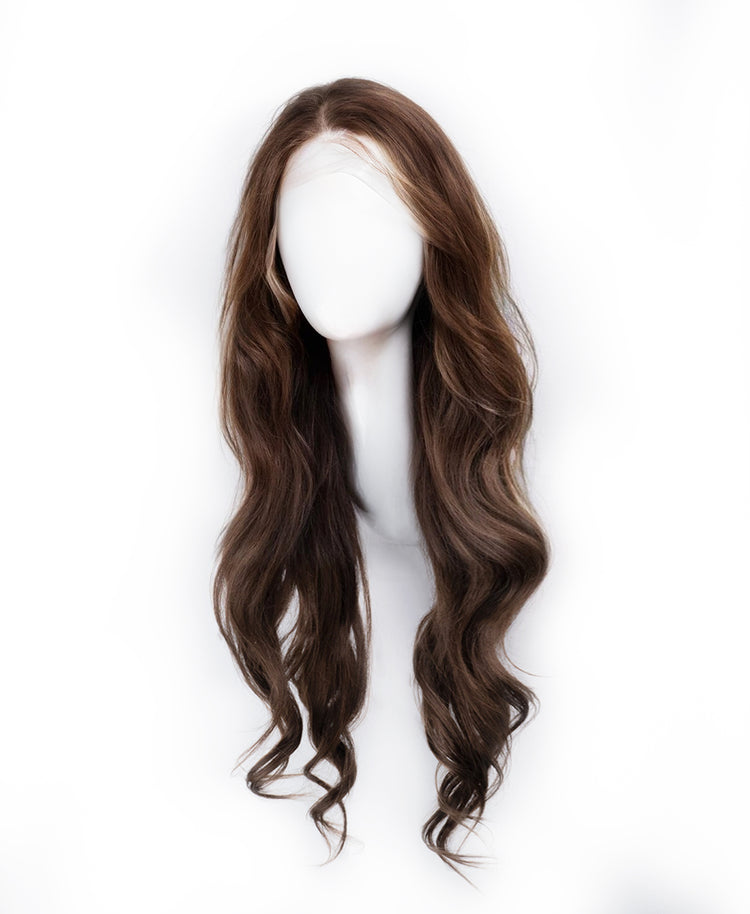 front lace human wig - 24" medium brown.