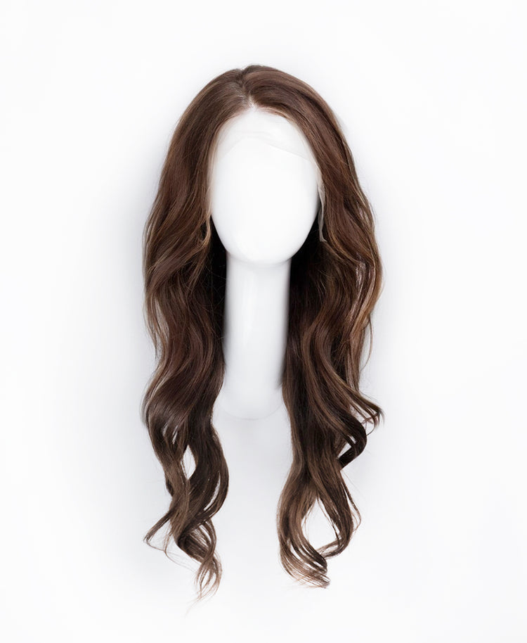 front lace human wig - 20" medium brown.