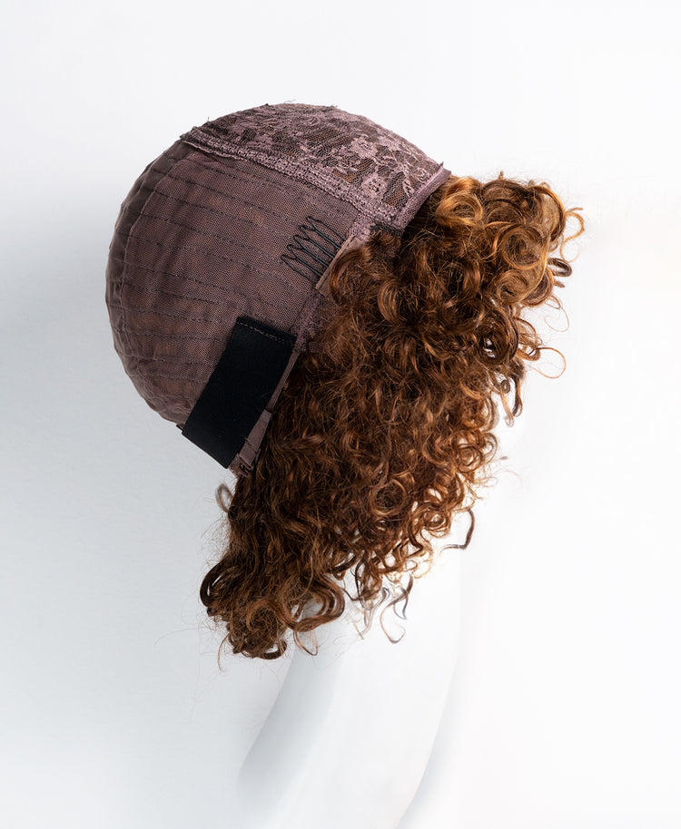 Curly Human Wig - 10” Caramel Balayage.