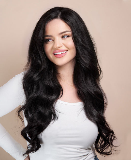 front lace human wig - 24" natural black.