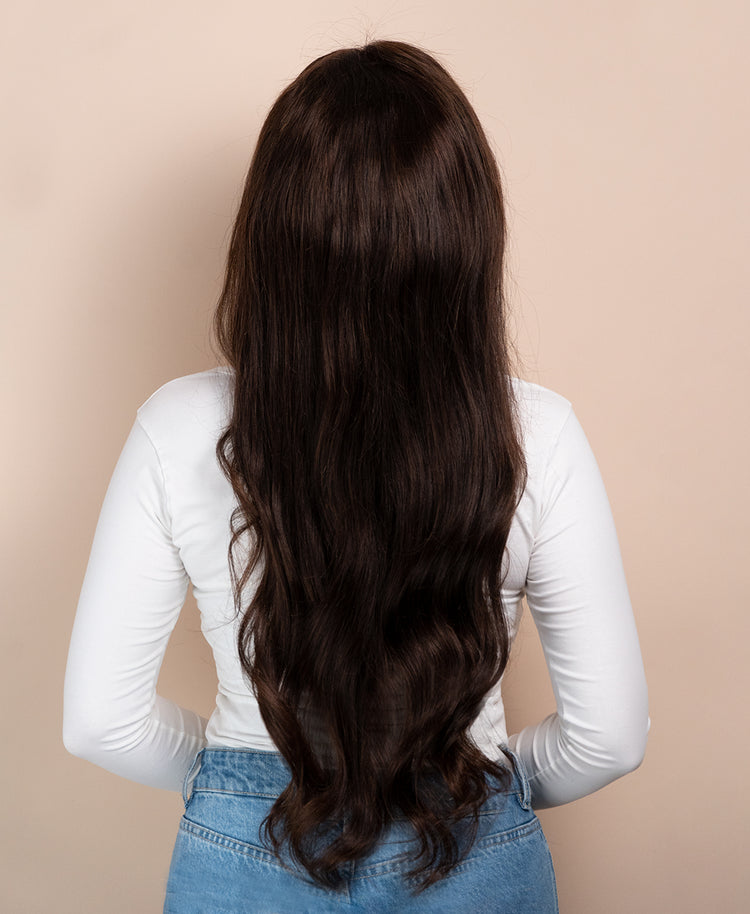 front lace human wig - 26" chocolate brown.