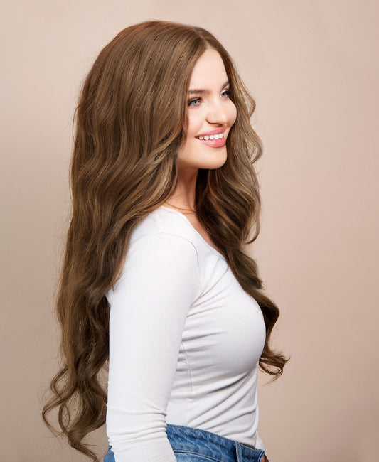 front lace human wig - 24" light brown.