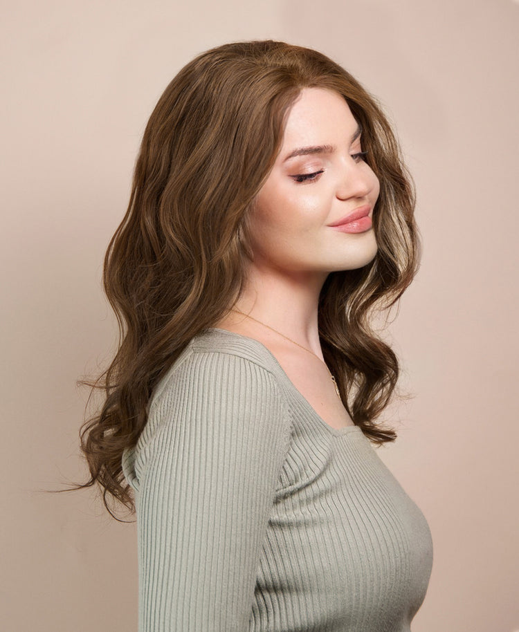 front lace human wig - 14" light brown.
