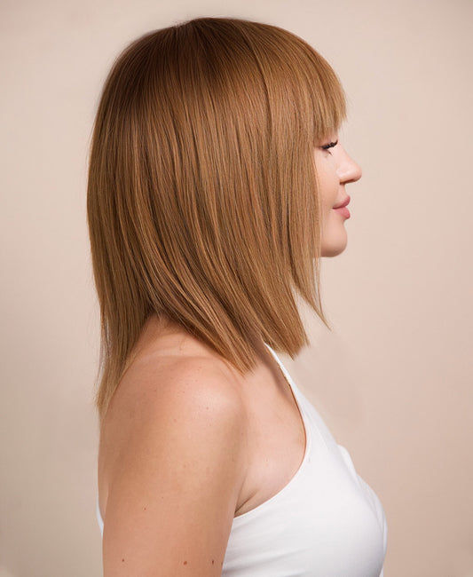 bob wig with fringe - 10" rooted light brown.