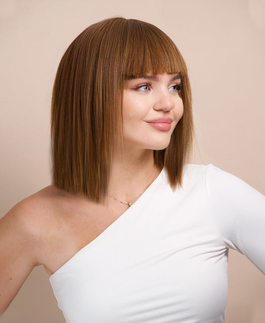 bob wig with fringe - 10" light brown.