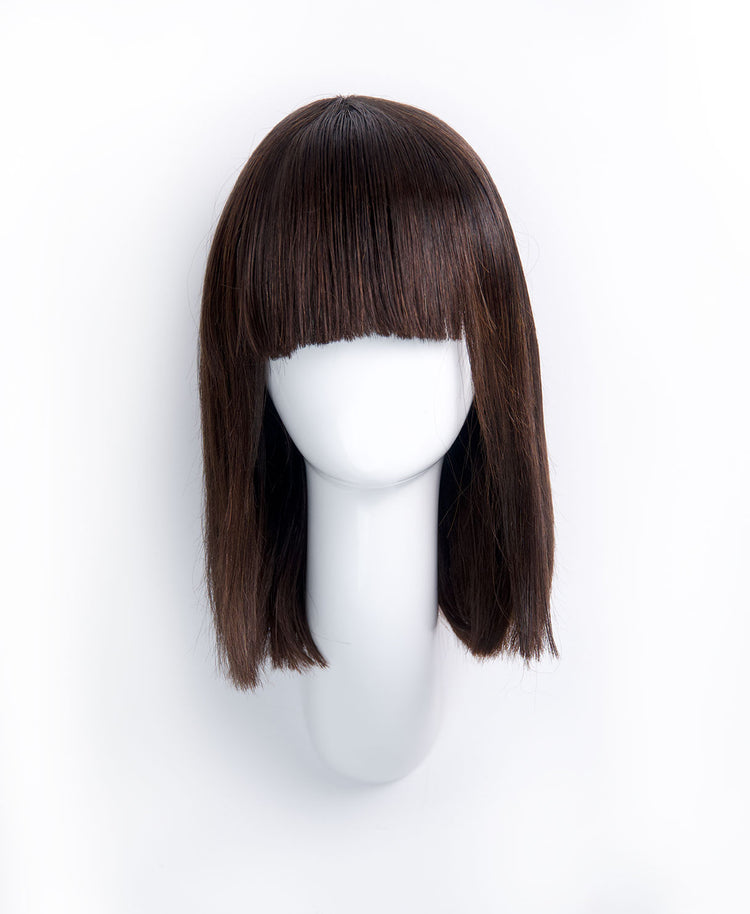 bob wig with fringe - 10" natural black.