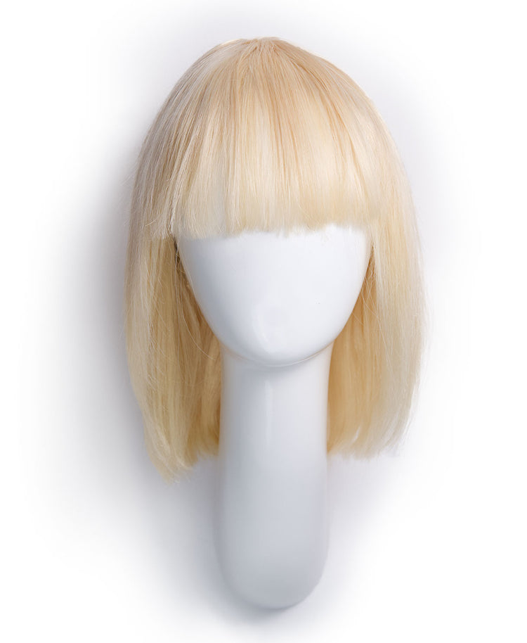 bob wig with fringe - 10" platinum blonde.