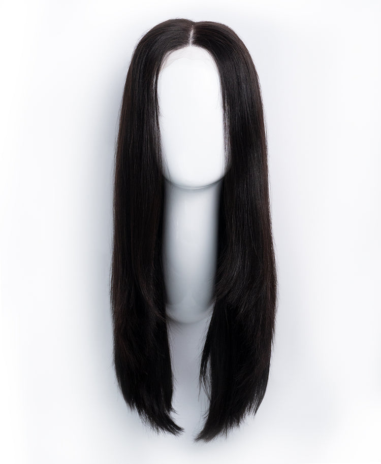 long layers human wig - 18" jet black.