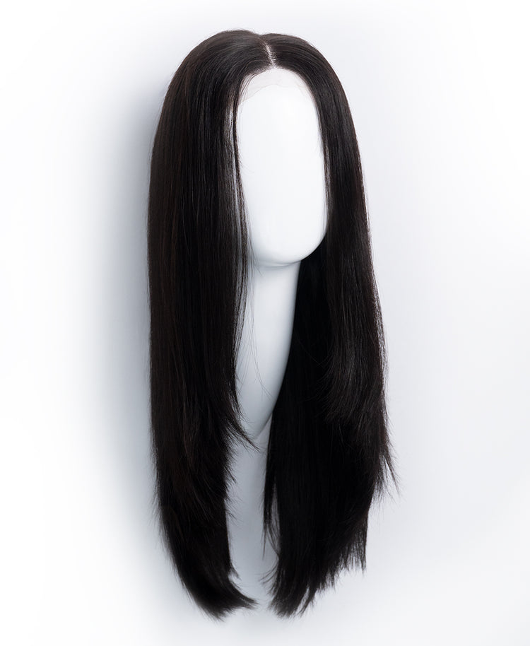 long layers human wig - 18" jet black.
