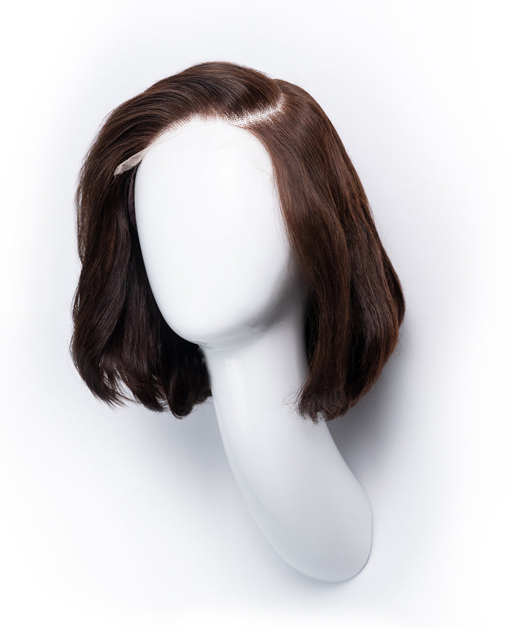 wedge bob t-part human wig - 8" chocolate brown