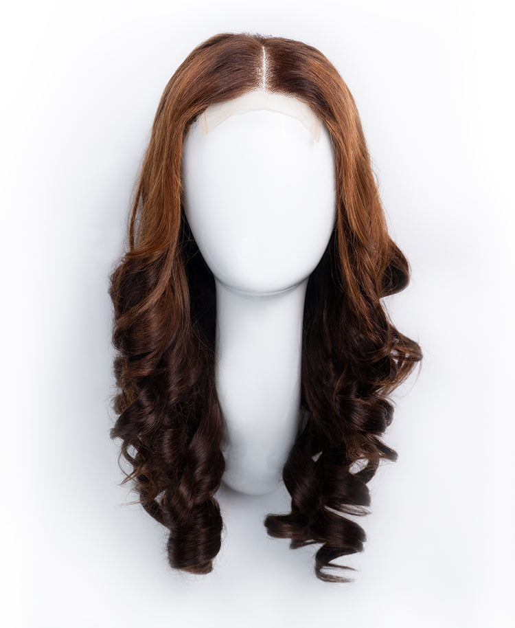 bouncy curls human wig - 18" brown ombre.