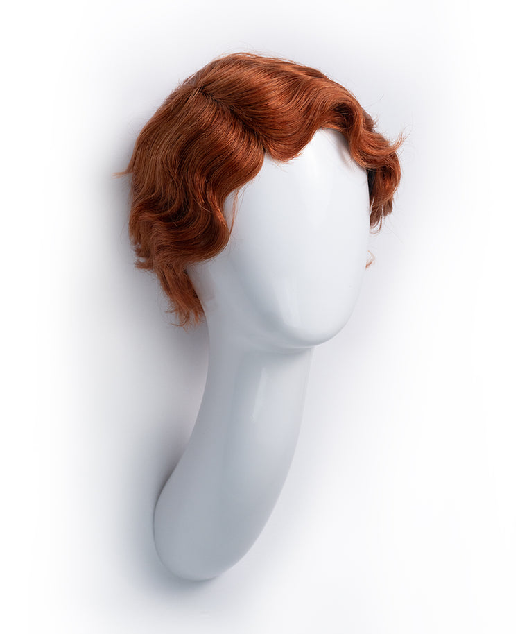 finger wave human wig - 6" ginger.