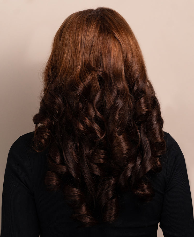 bouncy curls human wig - 18" brown ombre.