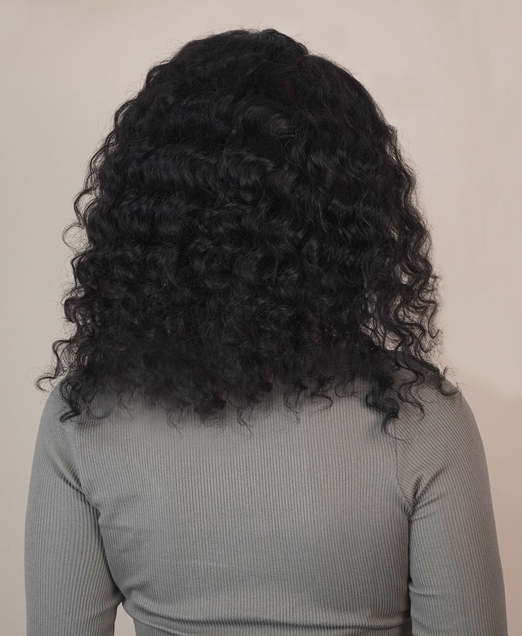 front lace human wig - 14" 3A curly natural black.
