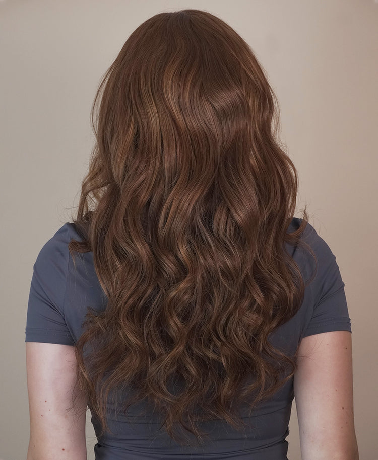 front lace human wig - 20" auburn babylights.