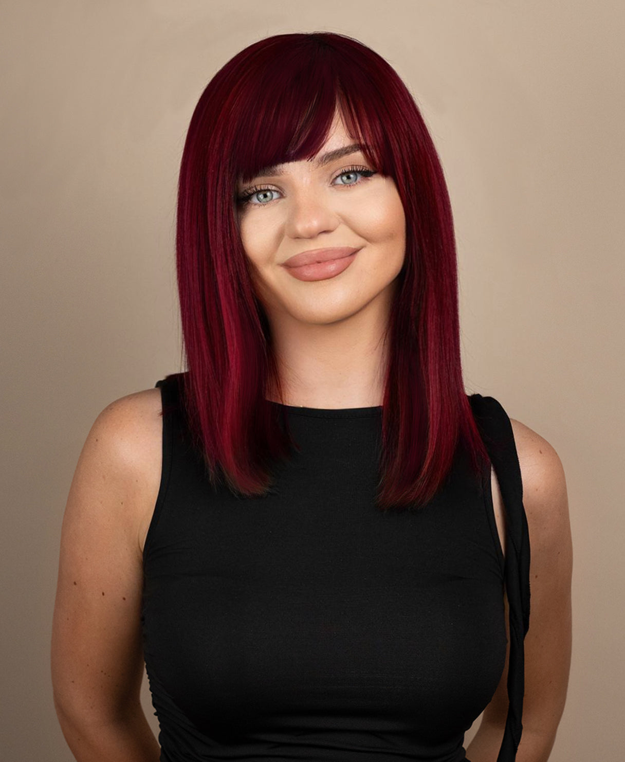 long bob with fringe human wig - 14