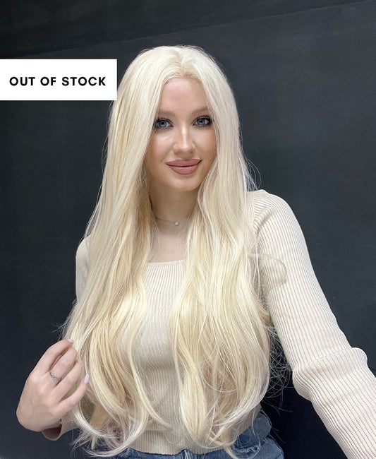 straight blonde wig 22".