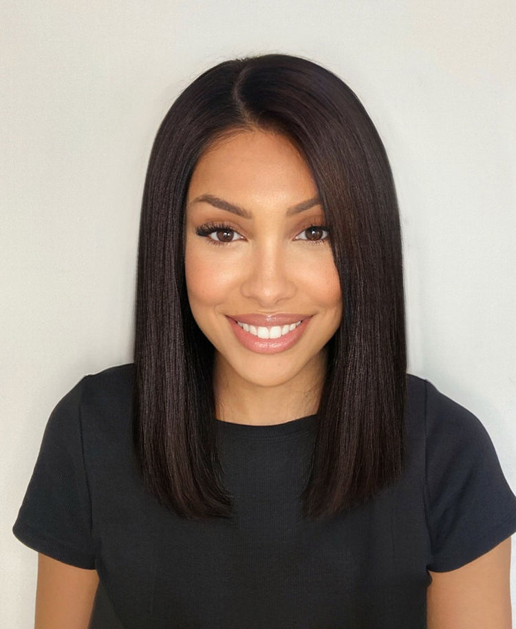 long bob human wig  - 12" natural black.