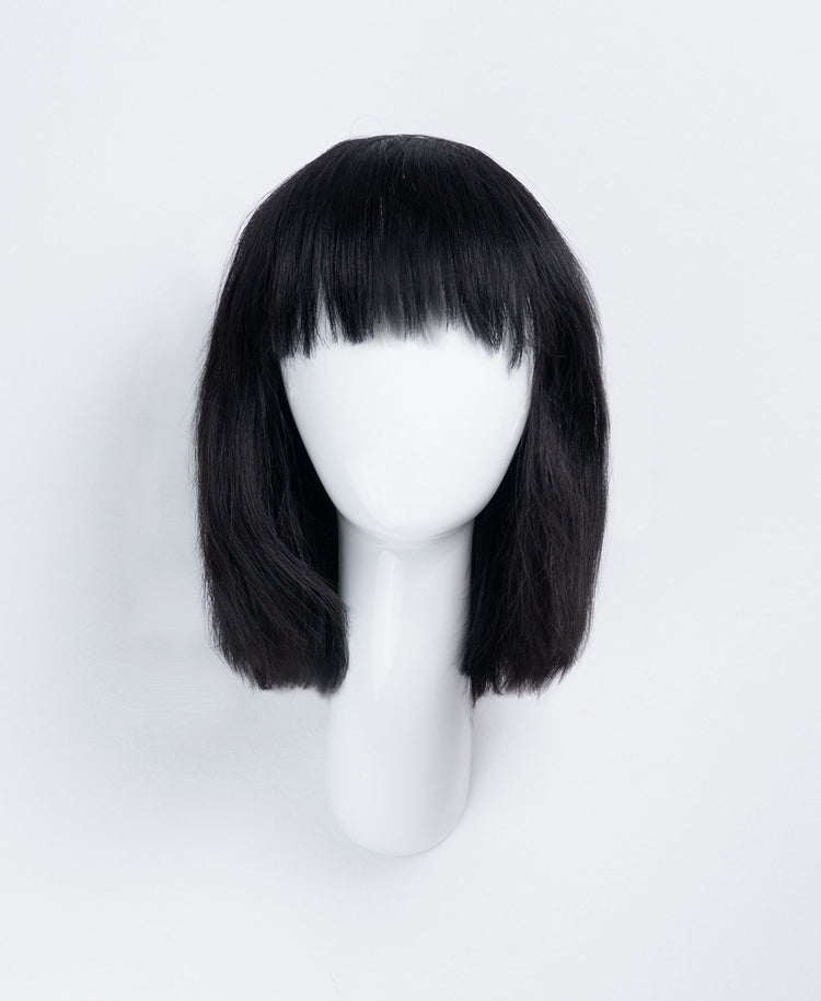 bob wig with fringe - 10" jet black.