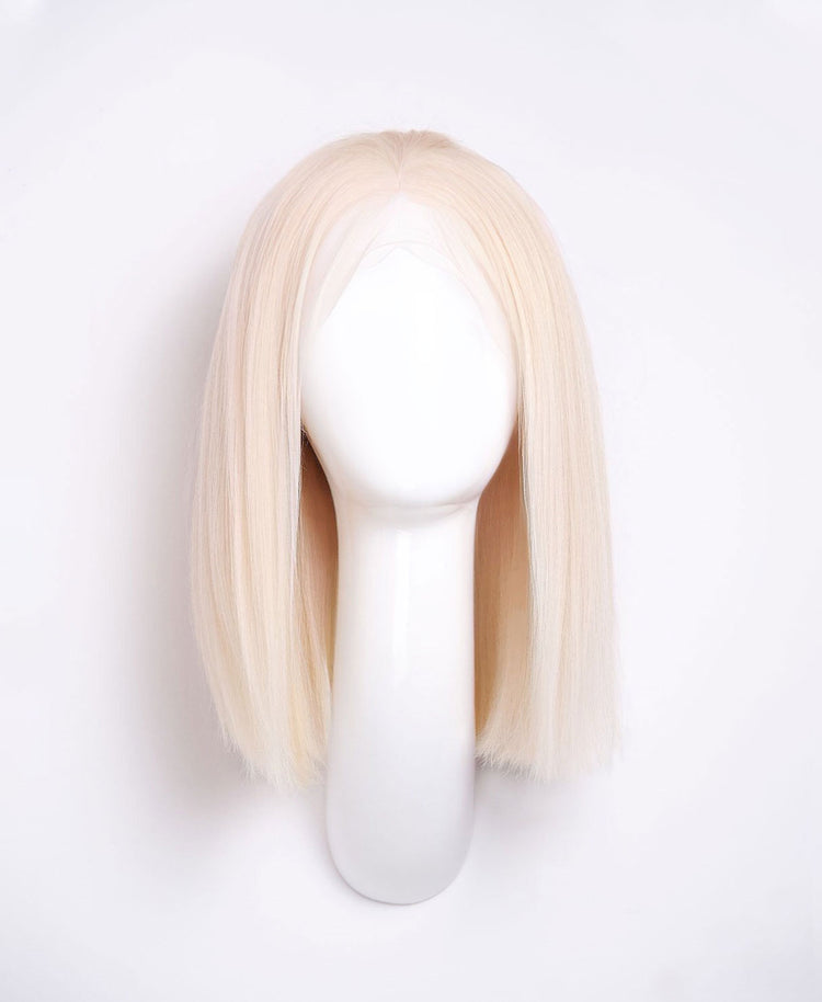 long bob human wig  - 12" platinum blonde.
