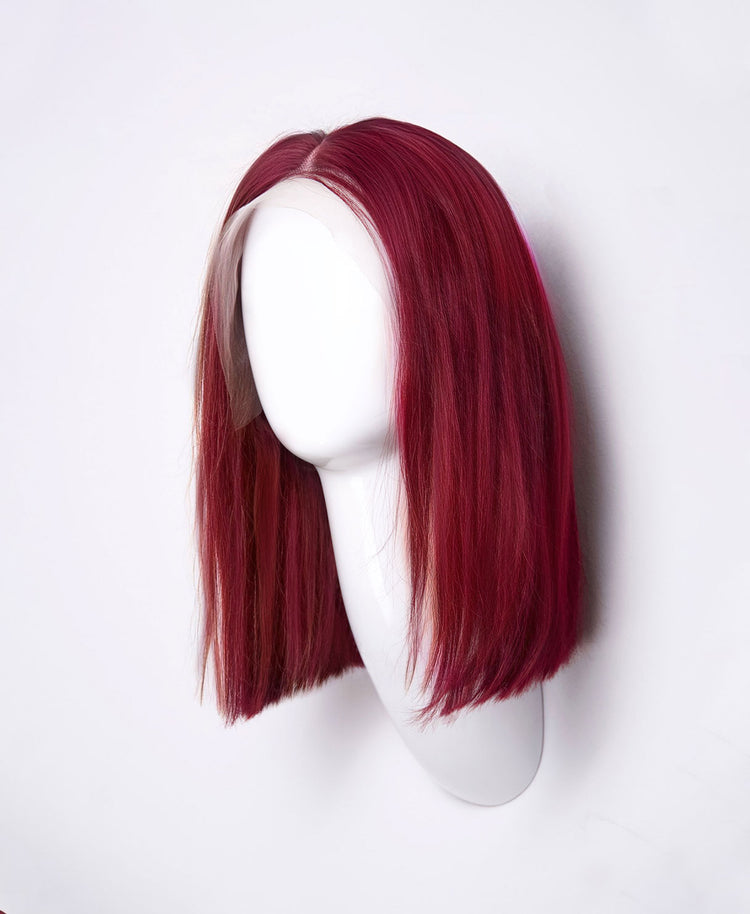 long bob human wig  - 12" cherry red.