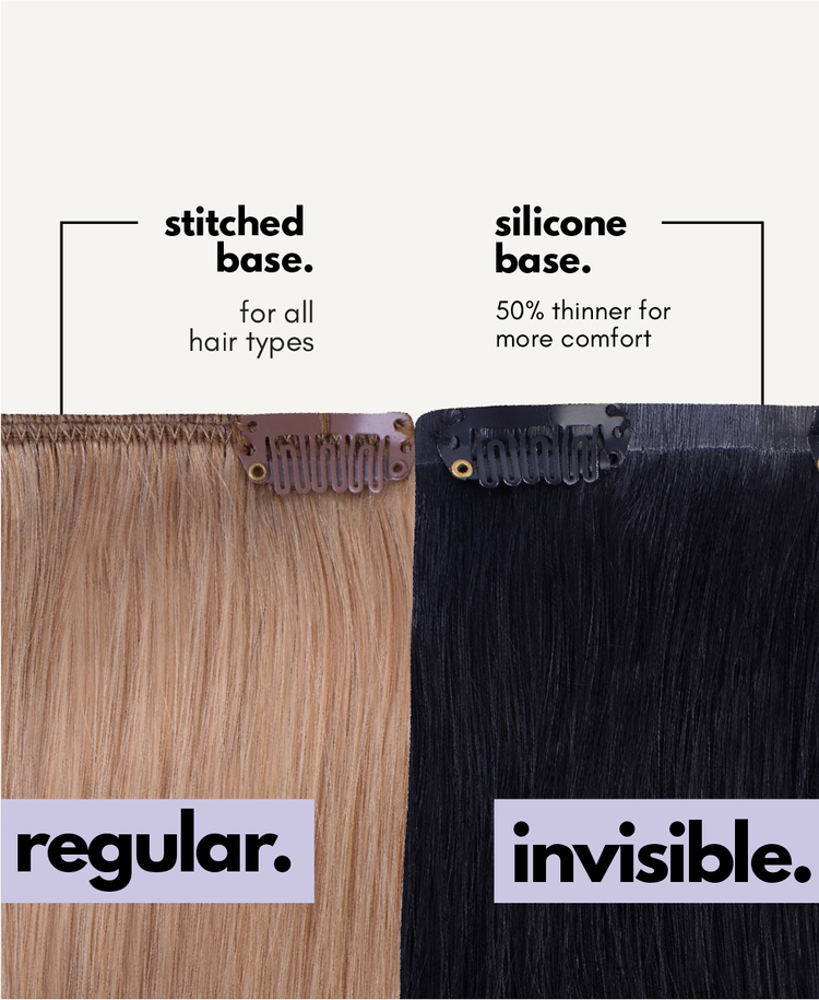 invisible clip-in hair extensions #8-60 rooted blonde.