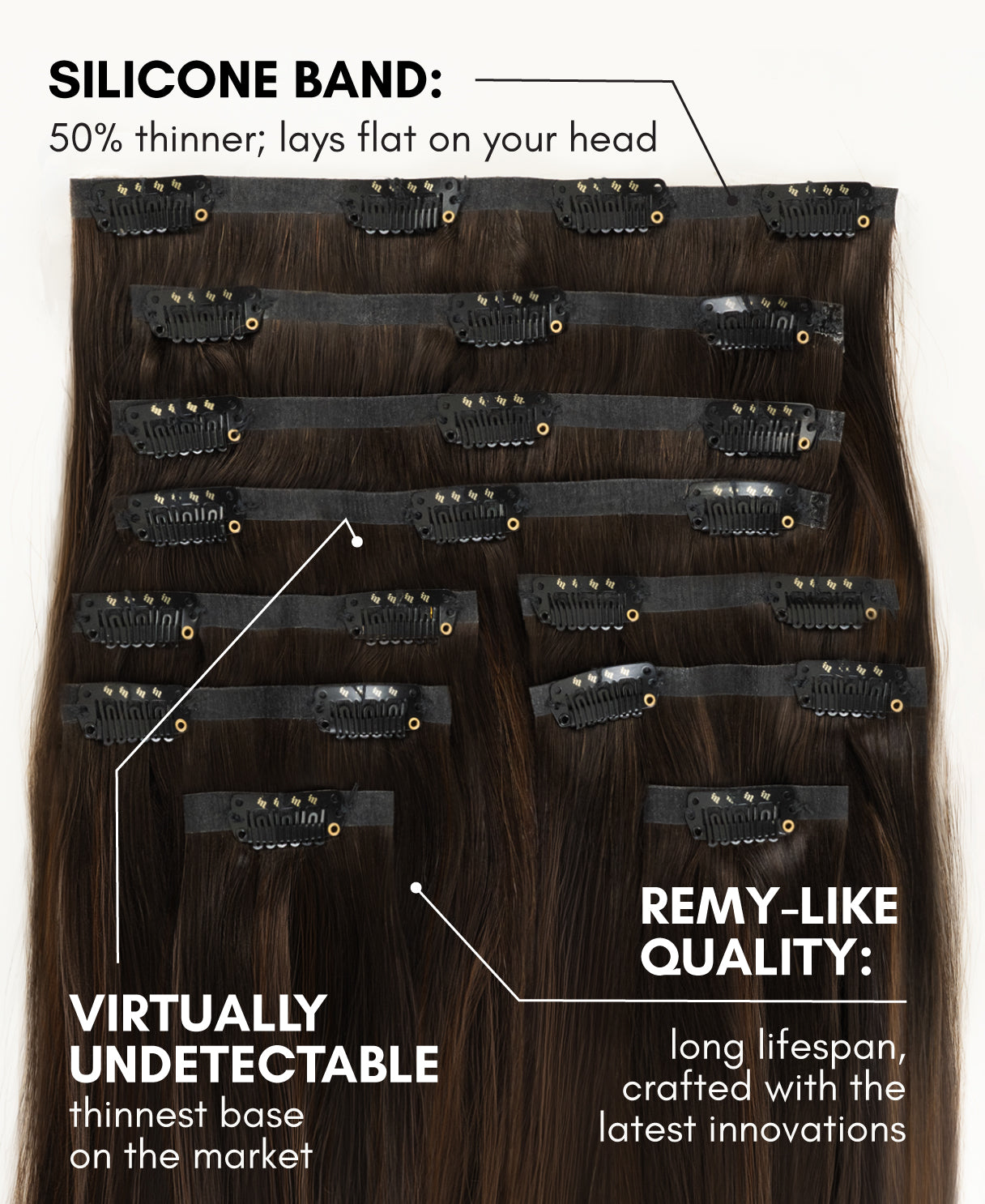 invisible clip-in hair extensions mocha balayage. – Irresistible Me