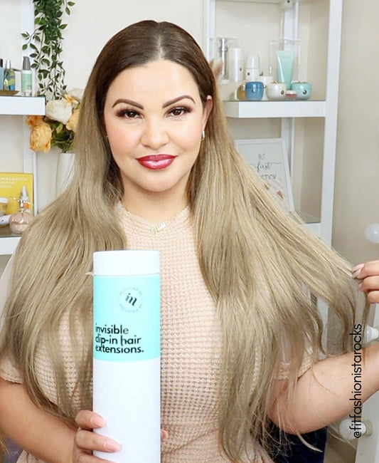 Invisible clip-in hair extensions #8-60 rooted blonde.