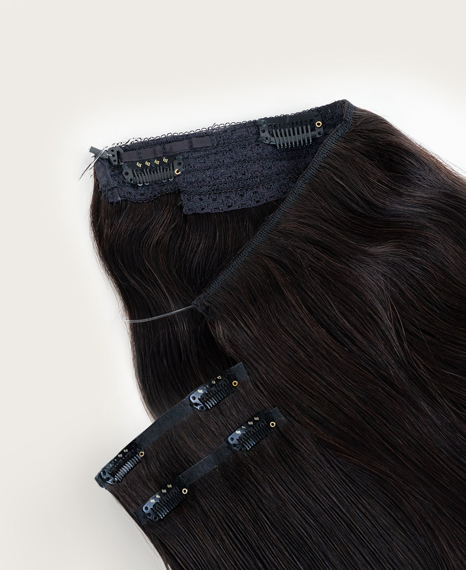 halo one-step hair extensions dark brown. – Irresistible Me
