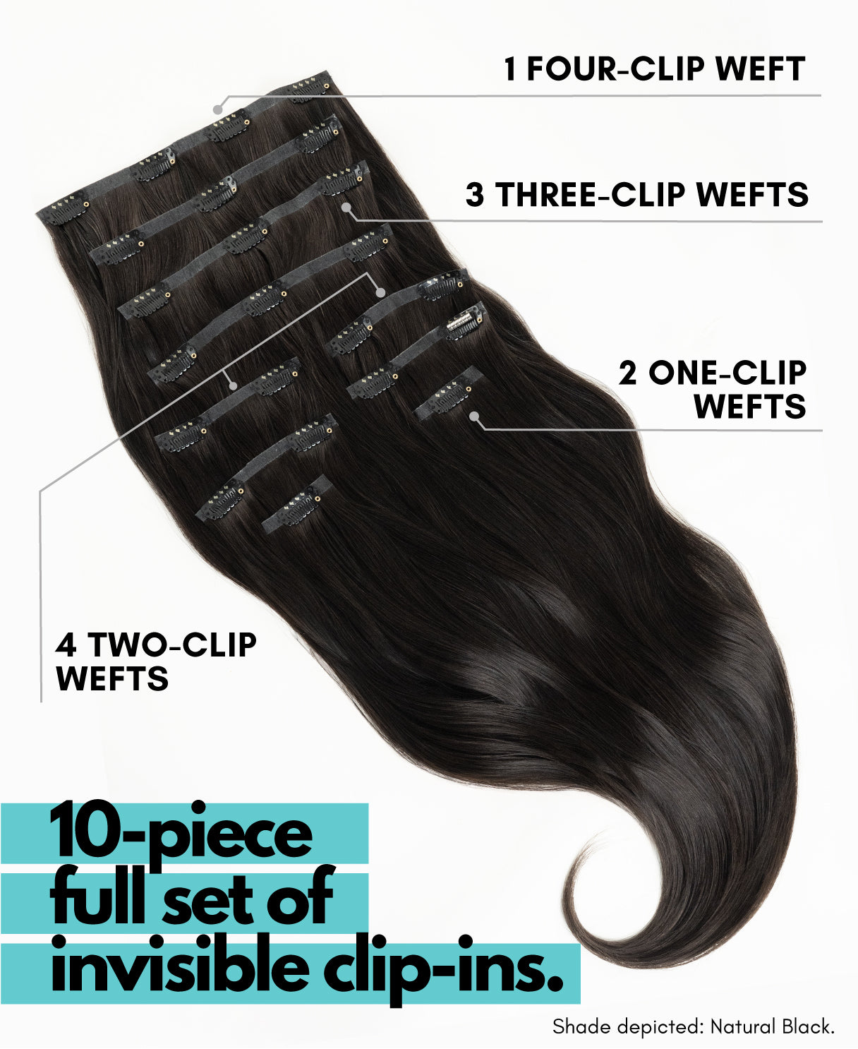 invisible clip-in hair extensions jet black. – Irresistible Me
