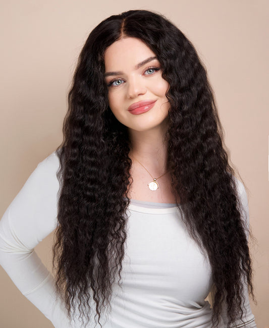 Wavy Human Wig - 22” Natural Black.